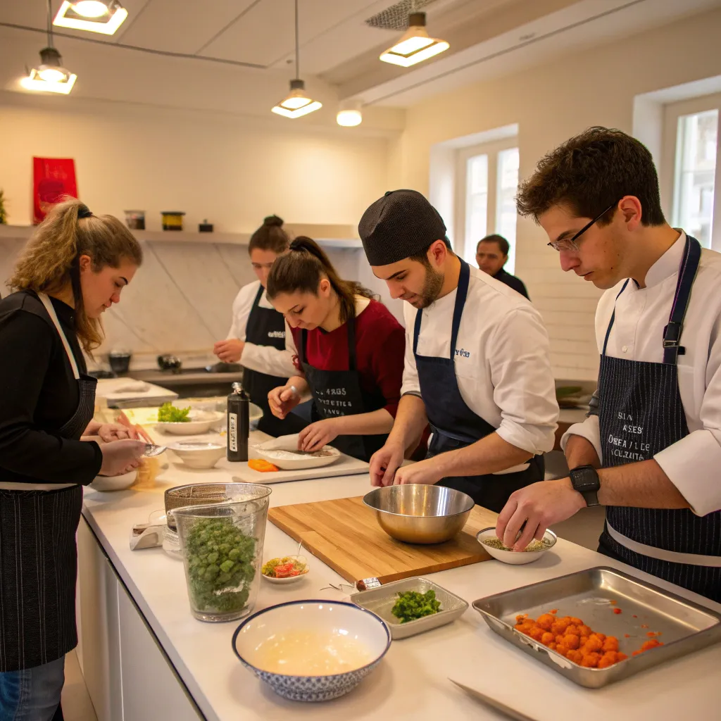 Cooking class in progress